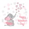 Valentines Day vector card with cute little elephant.