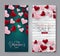 Valentines Day vertical banner set. Background with 3d pink and red hearts. Love design concept.