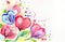 Valentines day watercolor abstract flowers pastel background banner. Perfect for Valentines Day card, romantic themed