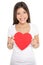 Valentines day woman holding heart isolated