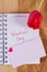 Valentines Day written in notebook, fresh tulip, love letter and heart, decoration for Valentines