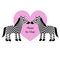 valentines day zebras with pink heart vector illustration