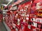 A Valentines display at Walmart of cards and stuffed animals