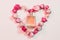 Valentines gift perfume heart shaped dried roses