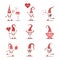 Valentines gnomes in red hat. Lovely scandinavian elf isolated on white background. Cute festive elements of 14 february