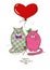 Valentines greeting card with pair of cats