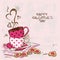 Valentines greeting card with pair of teacups