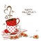 Valentines greeting card with pair of teacups
