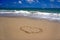 Valentines heart on sand on beach