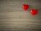 Valentines Hearts on Wooden Background