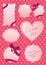 Valentines labels on pink background