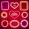 Valentines Neon Lights Frames with a Copy Space