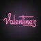 Valentines Neon. Valentine`s Day neon script lettering. Valentines neon sign