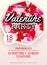 Valentines Party poster flyer design. Vector february disco club event celebration.