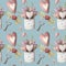 Valentines romantic seamless pattern watercolor hand painted