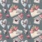 Valentines romantic seamless pattern watercolor hand painted