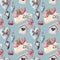 Valentines romantic seamless pattern watercolor hand painted