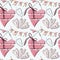 Valentines romantic seamless pattern watercolor hand painted