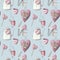 Valentines romantic seamless pattern watercolor hand painted