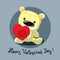 Valentines teddy bear with heart flat design - vector