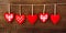 Valentines Vintage Handmade Hearts over Wooden