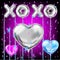 Valentines XOXO metallic ballons lettering and confetti
