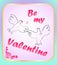 Valentineâ€™s day banner with flying pair of lovely doves. Concept for wedding invitation, social media, greeting card. Valentines