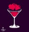 Valentineâ€™s day beautiful illustration, martini glass with two