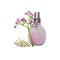 Valerian flowering plant fresh and dry and perfume bottle isolated digital art illustration. Garden valerian, garden heliotrope,