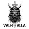 Valhalla symbol of Scandinavian ancient Viking head vector icon