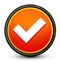 Validation icon glossy abstract orange round button black border vector