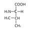 Valine amino acid. Chemical molecular formula of valine amino acid. Vector illustration on isolated background