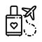 Valise And Airplane Honeymoon Trip Vector Icon