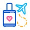 Valise And Airplane Honeymoon Trip Vector Icon