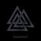 Valknut sign. Scandinavian amulet, symbol god Odin. Pagan vector. Nordic tattoos. Isolated illustration on black background