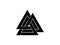 Valknut is a symbol of the world`s end of the tree Yggdrasil. Sign of the god Odin. Norse culture. Triangle logo. Vector