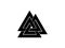 Valknut is a symbol of the world`s end of the tree Yggdrasil. Sign of the god Odin. Norse culture. Triangle logo. Vector