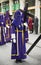 VALLADOLID - APRIL, 02: Nazarene with wooden cross during the Ho