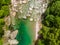 Valle Verzasca - Aerial View of clear and turquoise water stream and rocks in Verzasca River in Ticino - Verzasca Valley in Tessin