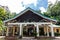 Vallee de Mai Nature Reserve main entrance gate with ticket office.