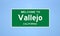 Vallejo, California city limit sign. Town sign from the USA.