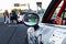 Vallelunga, Italy september 14 2019.  Racing car driver eyes in car rear mirror