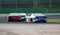 Vallelunga, Rome, Italy, 12 september 2020. American festival of Rome, Nascar Euro cars championship battle overtaking rear view