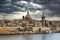 Valletta city skyline with a moody dramatic sky