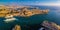 Valletta, Malta - Aerial panoramic skyline view of the Grand Harbour of Malta with cruise ships