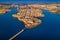 Valletta, Malta - Aerial skyline view of Valletta, Floriana, Breakwater, Grand Harbor, Birgu, Senglea