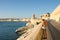 Valletta, Malta, August 2019. City embankment near lower gardens, view of the bay.