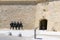 Valletta, Malta, August 2019. Entrance to Fort Sant Elmo and the Knights at the gate.