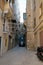 Valletta, Malta, August 2019. Narrow street inside the fortress.