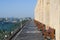 Valletta, Malta, August 2019. An observation deck in the upper gardens and a view of the bay.